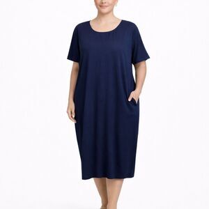 Universal Standard Midi Draped Short Sleeves T Shirt Dress Blue Size US 22-24